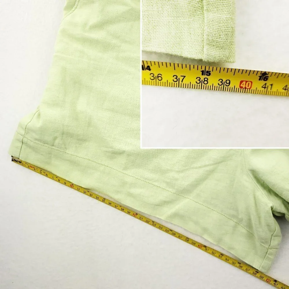 Abercrombie Fitch Linen Blend Shorts Light Green Stretch 32 Waist Women's Large